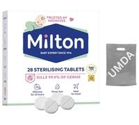 UMDA Milton Sterilising Tablets, Steriliser for Baby Bottles Feeding Accessories- Breastfeeding Equipment Cold Water Steriliser Tablets, Baby Travel Essentials Kill 99.9% of Germs 28 Tablets