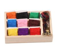 UMDHAIYI for Miniature Dollhouse Sewing Box Kit, 1:12 Scale, Durable Wood Thread Metal Materials, Rich Detailed Ornaments, Wide Application Decor, Bright Color Threads