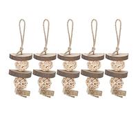 UMDHAIYI for Parrots Birds, Wooden Chewing Toy, Hanging Rattan Ball, Biting String, for Bird Supplies, 5Pcs Set