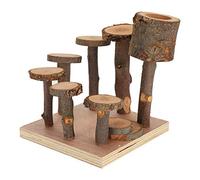 UMDHAIYI for Small Pet,Climbing Ladder,Step Ramp, Applewood,Fitness Exercise,Feeder Chew Toy for Hamster (Apple wooden pillar style S)