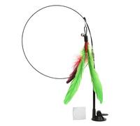 UMDHAIYI Funny Cat Feather Stick Interactive Handheld Cat Feather Wand with Suction Cup for Cats (green feather)