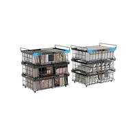 UMDONX 6 Pack Expandable Chest Freezer Baskets Organiser Storage Boxes | Durable Metal Load 25KG, Foldable Handle, Stackable Black Kitchen Pantry Shelf