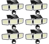 UME Solar Outdoor Lights 302 LED 3000LM, IP65 Waterproof Motion Sensor Outdoor Lights, 3 Heads Solar Security Flood Lights 270 Wide Lighting Angle with 3 Modes for Garden Patio Yard - 6 Pack