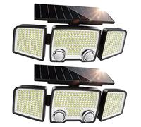 UME Solar Outdoor Lights 332 LED 7000K, Super Bright Motion Sensor Outdoor Lights with 2 Sensors, IP65 Waterproof 270 Wide Angle Solar Flood Lights with 3 Modes for Garden Patio Yard - 2 Pack