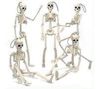 UMEELR 5 Pcs 16" Halloween Skeleton Decoration, Posable Hanging Mini Full Body Skeletons for Haunted House Accessories, Halloween Props Spooky Party Decoration