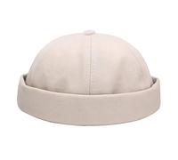 Umeepar Unisex Cotton Docker Hat Cap Cuffed Beanie Hat Harbour Sailor Summer Hat for Men Women (Beige)