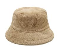 Umeepar Winter Faux Fur Bucket Hat Fluffy Warm Hat for Women Men (B Khaki)