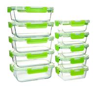 UMEIED 10 PACK Glass Food Storage Containers with Leak Proof Lids, Glass Airtight Meal Prep Containers Set for Lunch, On the Go, Leftover, Kitchen Pantry Organizers and Storage (Green)