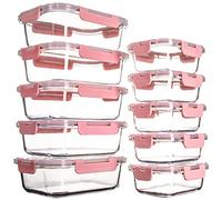 UMEIED 10 Pack Glass Food Storage Containers with Lids Leakproof, Airtight Glass Meal Prep Containers For Lunch, On The Go, Leftover, Dishwasher Safe