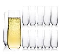 UMEIED 12-PACK Stemless Champagne Flutes Set, Crystal Champagne Glasses Set, 8 oz Champagne Glasses, Prosecco Mimosa Glasses Set for Home Wedding Housewarming and Anniversary