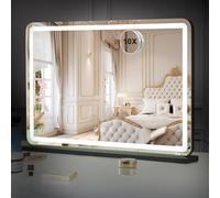 Umeiga Hollywood Vanity Mirror with Lights, Black 80x55cm LED Lighted Makeup Mirror, Smart Touch 3 Colors Dimmable, USB Charger, Large Mirror Tabletop or Wall Mounted Mirror For Bedroom