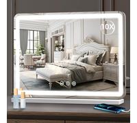 Umeiga White Hollywood Vanity Mirror with Lights, 80x55 cm Lighted Makeup Mirror with Dimmable LED light, 3 Lighting Modes, Touch Control, USB Charging Port for Bedroom Dressing Room