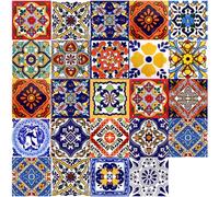 Umelee Self-Adhesive Tile Stickers 48 pcs, 20×20 cm, Waterproof Wall Tile Stickers Moroccan Style, Decorative PVC Wall Sticker for Kitchen, Bathroom, Bedroom, Office, Restaurant, Furniture