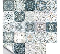 Umelee Self-Adhesive Wall Tile Stickers 48 PCS, Waterproof Moroccan Style Stickers for DIY Kitchen Bathroom Decoration (48 pcs, 15×15cm)