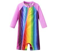 UMELOK Baby Swimsuit One-Piece with Full-Length Zip UPF 50+ Sun Protection Quick-Dry Swimwear for Girls UV Rash Guard for Infants 3-6 Months Perfect for Pool & Beach 62/68 Rainbow
