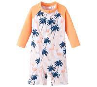 UMELOK Baby Swimsuit One-Piece with Full-Length Zip UPF 50+ Sun Protection Quick-Dry Swimwear for Girls UV Rash Guard for Infants 9-12 Months Perfect for Pool & Beach 74/80 Flamingos
