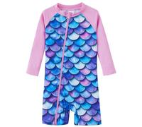 UMELOK Baby Swimsuit One-Piece with Full-Length Zip UPF 50+ Sun Protection Quick-Dry Swimwear for Girls UV Rash Guard for Infants 9-12 Months Perfect for Pool & Beach 74/80 Scales