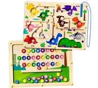UMEREACT 2 in 1 Montessori Magnetic Maze for 3 4 5 Year Old Kid | Preschool Education Toys Double Sided Wooden Board Colour Number Alphabet Puzzle Birthday Gifts for Boys and Girls