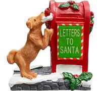 UMESONG Christmas Village Accessories Letter to Santa Mailbox Village Set Cute Puppy Collection Resin Statues for Vacations Home Christmas Decorations