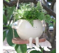 UMESONG Plus Size Swing Face Planter Pot Hanging Head Planter for Indoor Outdoor Plant for String of Pearls Plant Live Resin Flower Pots Gift Ideas for Mother and Teacher Appreciation Christmas