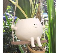UMESONG Swing Face Planter Pot Hanging Resin Flower Head Planters for Indoor Outdoor Plants Succulent Pots for String of Pearls Plant Live Gift Ideas for Mother, Christmas