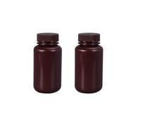 UMETASS 8.4 oz Plastic Bottle, Wide Mouth Lab Reagent Bottle, Sealed Leak-proof Amber HDPE Bottle for Pill Bottle, Water Sample Bottles(2 Pcs), Brown