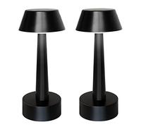 UMEXUS 2 Pack Rechargeable Cordless Table Lamp, LED Battery Operated Touch Small 3Color Dimming Bedside Nightstand Desk Lamps Metal Portable Night Light for Bedroom Bar Restaurant Indoor Outdoor Black