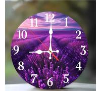 Umfarvt 16 Inch Lavender Field Wall Clock, kitchen wall clocks, Ultra-Quiet Movement Quartz Sweep Round clock, Decorative Clocks for Living Room Bedroom Bathroom Office
