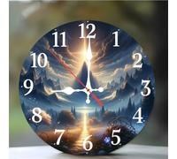 Umfarvt 16 Inch Mountain Dawn Wall Clock, kitchen wall clocks, Ultra-Quiet Movement Quartz Sweep Round clock, Decorative Clocks for Living Room Bedroom Bathroom Office