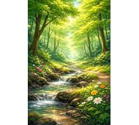 Umfarvt 5D Botanical Diamond Painting Kits, Diamond Art for Adults Beginners 18x26in, DIY Square Full Drill, Stream Tree Gem Art Kit Crystal Canvas Embroidery Painting for Home Decor