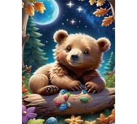 Umfarvt 5D Brown Bear Woods Diamond Art Kits for Adults 60x80cm DIY Square Full Drill Gem Art Set,Diamond Painting kit Crystal Rhinestone Embroidery Canvas Painting Home Decor