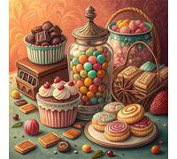 Umfarvt 5D Candy Chocolate Diamond Art Painting Kits,Full Drill DIY Round Diamond Painting for Adults Crystal Rhinestone Cross Stitch Pictures for Home Wall Decor 50x50cm