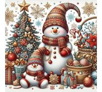 Umfarvt 5D Cartoon Snowman Diamond Art Painting Kits,Full Drill DIY Round Diamond Painting for Adults Crystal Rhinestone Cross Stitch Pictures for Home Wall Decor 80x80cm