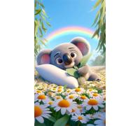 Umfarvt 5D Diamond Art Painting,Koala Daisy Diamond Painting Kits for Adults,DIY Round Full Drill Canvas Embroidery Cross Stitch,Diamond Arts Crafts Painting Pictures for Home Wall Decor 30x70cm