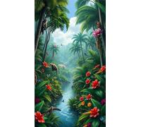 Umfarvt 5D Diamond Painting Kits,Jungle Creek Diamond Arts Kits for Adults Beginners,DIY Square Full Drill Crystal Rhinestone Embroidery Arts Painting by Numbers for Home Wall Decor 50x110cm