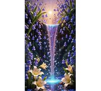 Umfarvt 5D Diamond Painting Kits,Lily Waterfall Plant Diamond Arts Kits for Adults Beginners,DIY Square Full Drill Crystal Rhinestone Embroidery Arts Painting by Numbers for Home Wall Decor 100x210cm