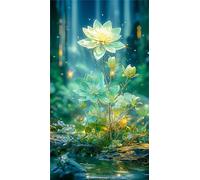 Umfarvt 5D Diamond Painting Kits,Lotus Jungle Diamond Arts Kits for Adults Beginners,DIY Round Full Drill Crystal Rhinestone Embroidery Arts Painting by Numbers for Home Wall Decor 90x190cm