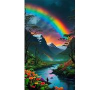 Umfarvt 5D Diamond Painting Kits,Mountains Rivers Diamond Arts Kits for Adults Beginners,DIY Round Full Drill Crystal Rhinestone Embroidery Arts Painting by Numbers for Home Wall Decor 90x190cm