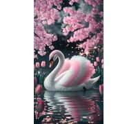 Umfarvt 5D Diamond Painting Kits,Pink White Swan Diamond Arts Kits for Adults Beginners,DIY Square Full Drill Crystal Rhinestone Embroidery Arts Painting by Numbers for Home Wall Decor 80x170cm