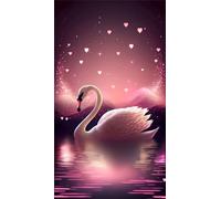 Umfarvt 5D Diamond Painting Kits,Swan Pink Love Diamond Arts Kits for Adults Beginners,DIY Round Full Drill Crystal Rhinestone Embroidery Arts Painting by Numbers for Home Wall Decor 90x190cm