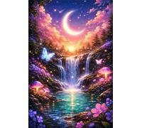 Umfarvt 5D Firefly Diamond Painting Kits, Diamond Art for Adults Beginners 33x41in, DIY Round Full Drill, Canyon Waterfall Gem Art Kit Crystal Canvas Embroidery Painting for Home Decor