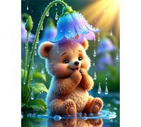 Umfarvt 5D Flower Bear Diamond Art Kits for Adults 90x110cm DIY Round Full Drill Gem Art Set,Diamond Painting kit Crystal Rhinestone Embroidery Canvas Painting Home Decor
