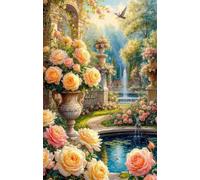 Umfarvt 5D Palace Diamond Painting Kits, Diamond Art for Adults Beginners 30x37in, DIY Round Full Drill, Garden Rose Gem Art Kit Crystal Canvas Embroidery Painting for Home Decor