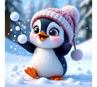 Umfarvt 5D Penguins Winter Diamond Art Painting Kits,Full Drill DIY Square Diamond Painting for Adults Crystal Rhinestone Cross Stitch Pictures for Home Wall Decor 40x40cm