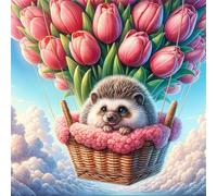 Umfarvt 5D Tulip Hedgehog Diamond Painting Kits for Adults Kids,DIY Square Full Drill Diamond Art Painting Kits,Canvas Embroidery Diamond Art Craft for Home Wall Decor 90x90cm