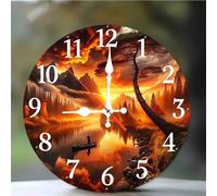 Umfarvt 6 Inch Sunset Tree River Wall Clock, kitchen wall clocks, Ultra-Quiet Movement Quartz Sweep Round clock, Decorative Clocks for Living Room Bedroom Bathroom Office