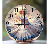 Umfarvt 8 Inch Elegant Woman Wall Clock, kitchen wall clocks, Ultra-Quiet Movement Quartz Sweep Round clock, Decorative Clocks for Living Room Bedroom Bathroom Office