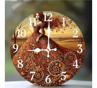 Umfarvt Autumn Empress Wall Clock, 12Inch Silent Non-Ticking Easy to Read Arabic Numerals clocks, Quartz Battery Operated clock, Modern wall Clocks for Living Room Kitchen Bedroom Bathroom Office