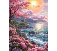 Umfarvt Coastal Rock Tree Diamond Painting Kits for Adults Beginners 50x70cm 5D Square Gem Crafts,Diamond Art Painting Kit DIY Crystal Cross Stitch Gifts Home Wall Decoration