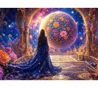 Umfarvt Diamond Art Kits for Adults Beginners Flower, 5D Full Square Drill Diamond Painting Kit, 55x75cm DIY Palace Moon Crystal Cross Stitch Embroidery Set for Home Wall Decor Gifts